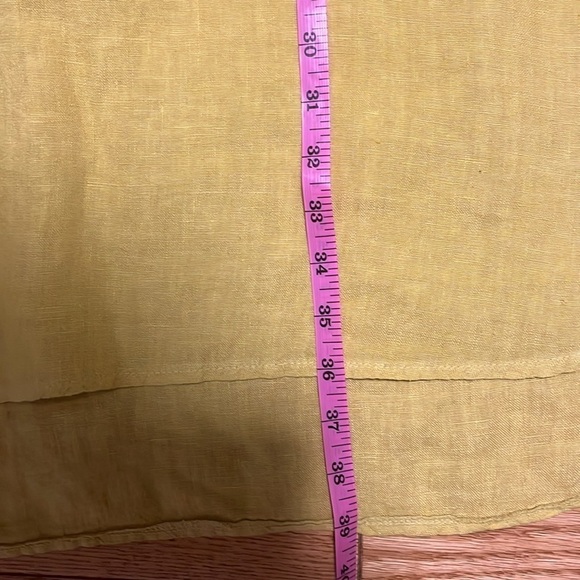 Marisa & Marie Linen Yellow Short Sleeve Mid Length Dress with Waist String - Picture 9 of 9